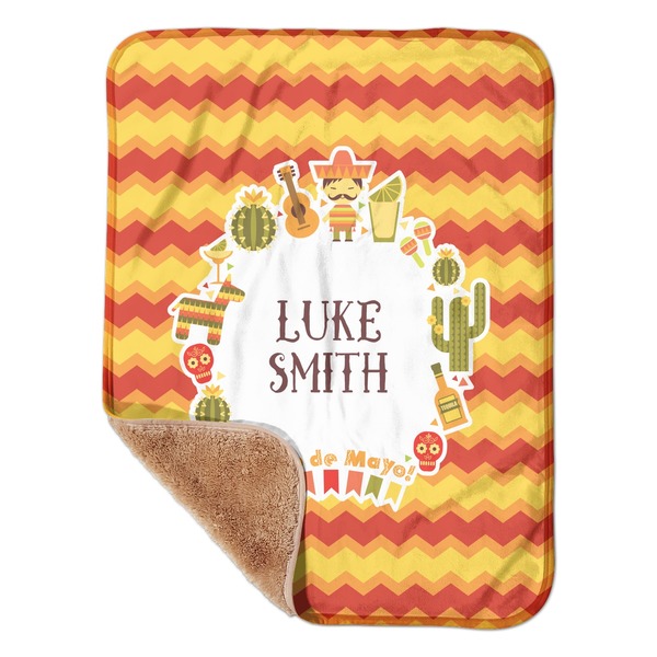Custom Fiesta - Cinco de Mayo Sherpa Baby Blanket - 30" x 40" w/ Name or Text