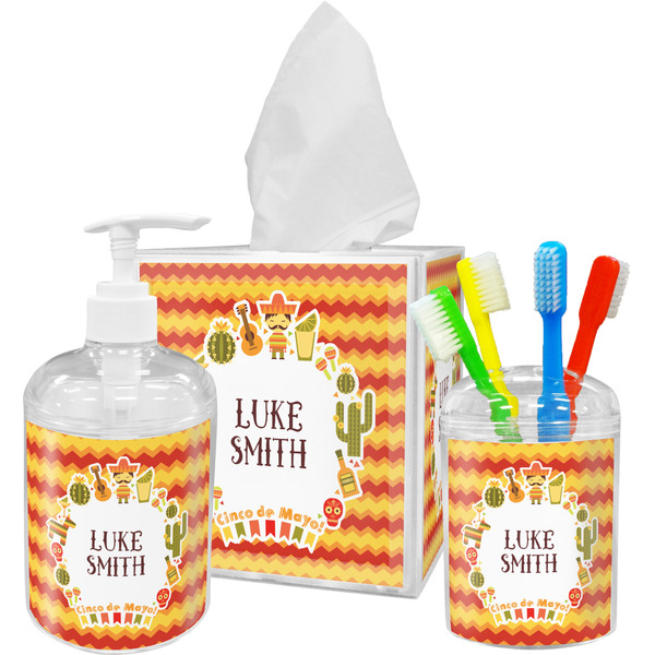 Custom Fiesta - Cinco de Mayo Acrylic Bathroom Accessories Set w/ Name or Text