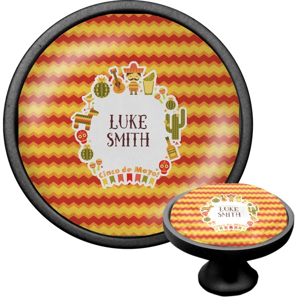 Custom Fiesta - Cinco de Mayo Cabinet Knob (Black) (Personalized)