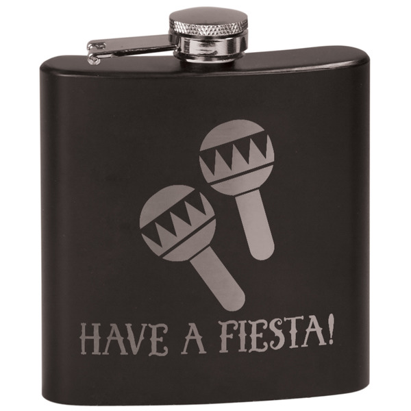 Custom Fiesta - Cinco de Mayo Black Flask Set (Personalized)