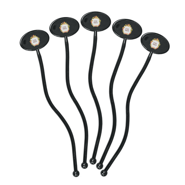 Fiesta - Cinco de Mayo Black Plastic 7" Stir Stick - Oval - Fan