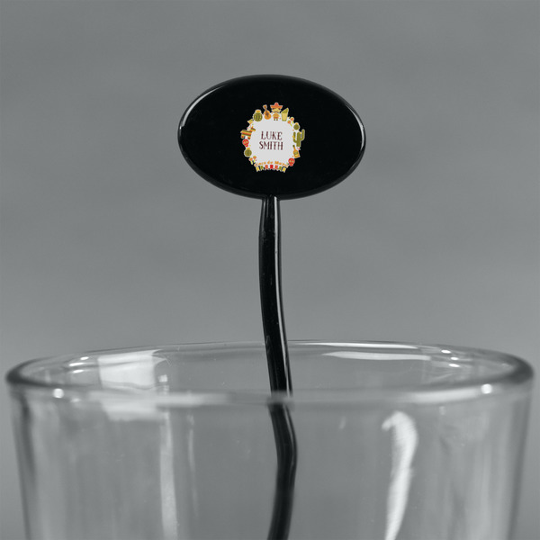 Fiesta - Cinco de Mayo Black Plastic 7" Stir Stick - Oval - Main
