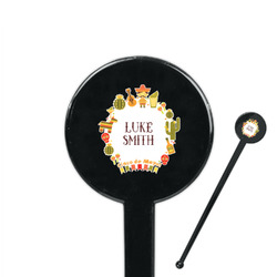 Fiesta - Cinco de Mayo 7" Round Plastic Stir Sticks - Black - Single Sided (Personalized)