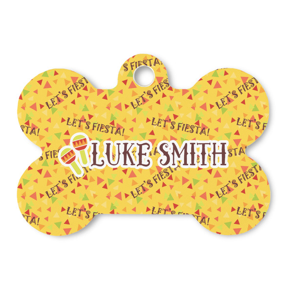 Custom Fiesta - Cinco de Mayo Bone Shaped Dog ID Tag (Personalized)