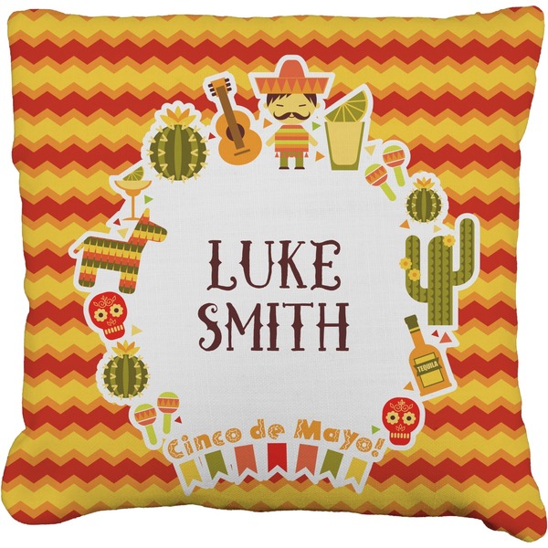 Custom Fiesta - Cinco de Mayo Faux-Linen Throw Pillow 18" (Personalized)