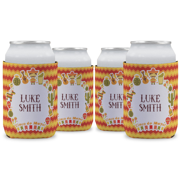 Custom Fiesta - Cinco de Mayo Can Cooler (12 oz) - Set of 4 w/ Name or Text