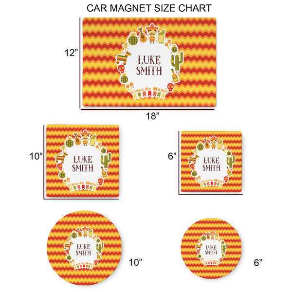 Fiesta - Cinco de Mayo Car Magnets - SIZE CHART