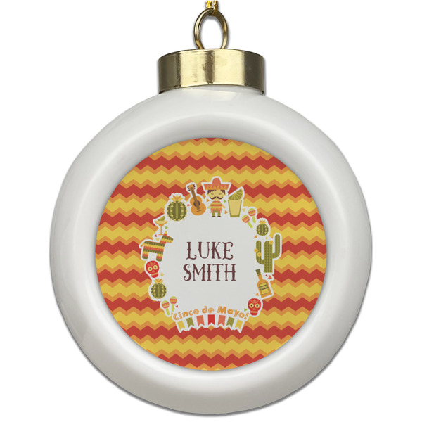 Custom Fiesta - Cinco de Mayo Ceramic Ball Ornament (Personalized)
