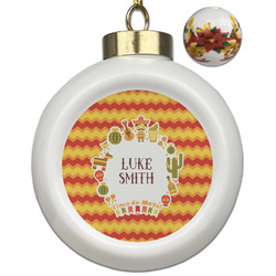 Fiesta - Cinco de Mayo Ceramic Ball Ornaments - Poinsettia Garland (Personalized)