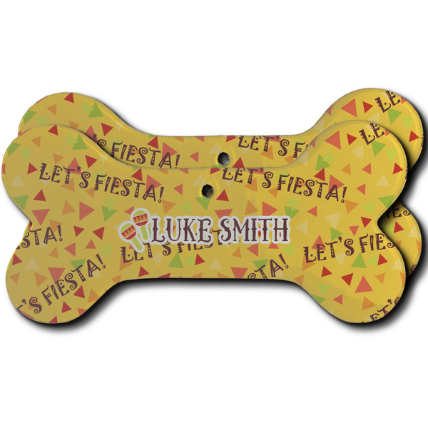 Custom Fiesta - Cinco de Mayo Ceramic Dog Ornament - Front & Back w/ Name or Text
