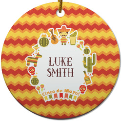 Fiesta - Cinco de Mayo Round Ceramic Ornament w/ Name or Text