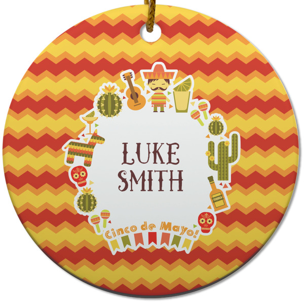 Custom Fiesta - Cinco de Mayo Round Ceramic Ornament w/ Name or Text