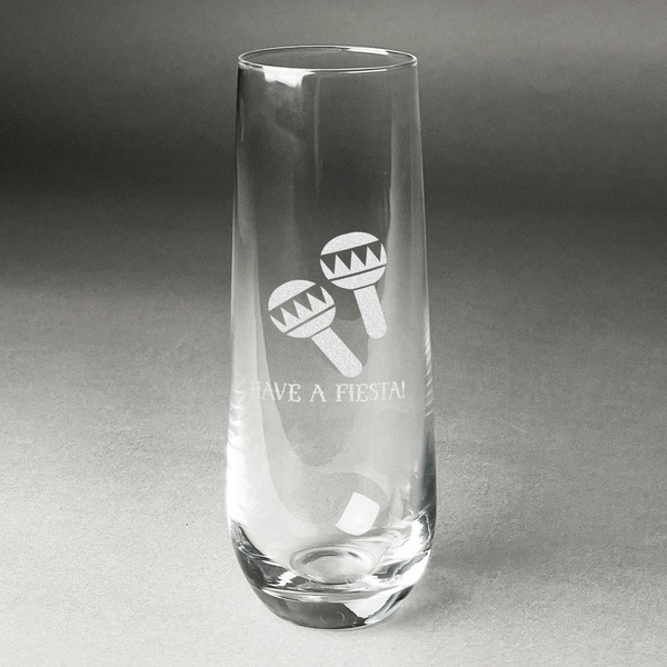 Custom Fiesta - Cinco de Mayo Champagne Flute - Stemless Engraved (Personalized)