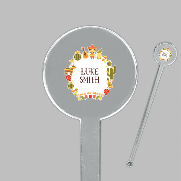Fiesta - Cinco de Mayo Clear Plastic 7" Stir Stick - Round - Closeup