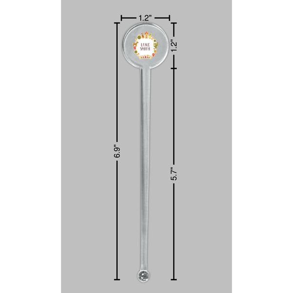 Fiesta - Cinco de Mayo Clear Plastic 7" Stir Stick - Round - Dimensions
