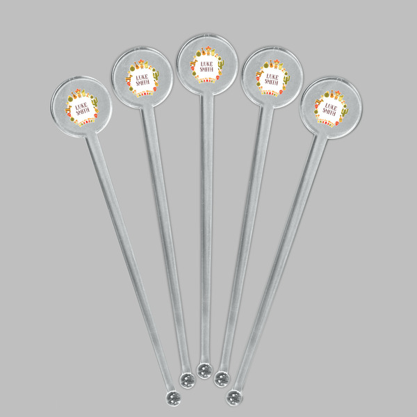 Fiesta - Cinco de Mayo Clear Plastic 7" Stir Stick - Round - Fan View