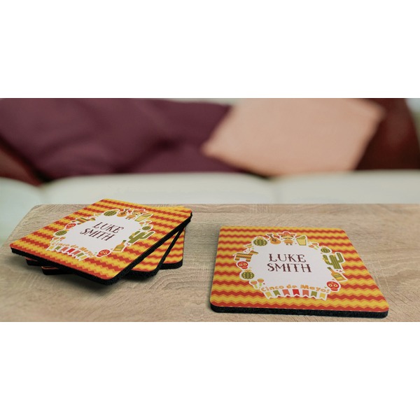 Fiesta - Cinco de Mayo Coaster Rubber Back - On Coffee Table
