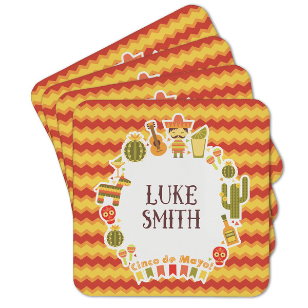 Custom Fiesta - Cinco de Mayo Cork Coaster - Set of 4 w/ Name or Text