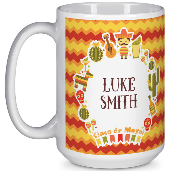 Custom Fiesta - Cinco de Mayo 15 Oz Coffee Mug - White (Personalized)