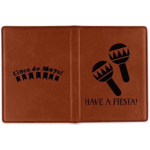 Fiesta - Cinco de Mayo Cognac Leather Passport Holder Outside Double Sided - Apvl