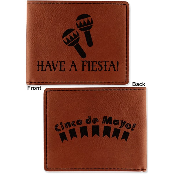 Fiesta - Cinco de Mayo Cognac Leatherette Bifold Wallets - Front and Back