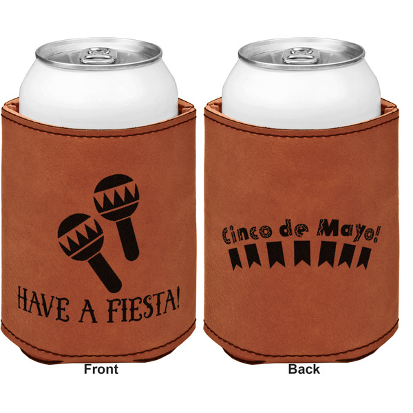 Fiesta - Cinco de Mayo Cognac Leatherette Can Sleeve - Double Sided Front and Back