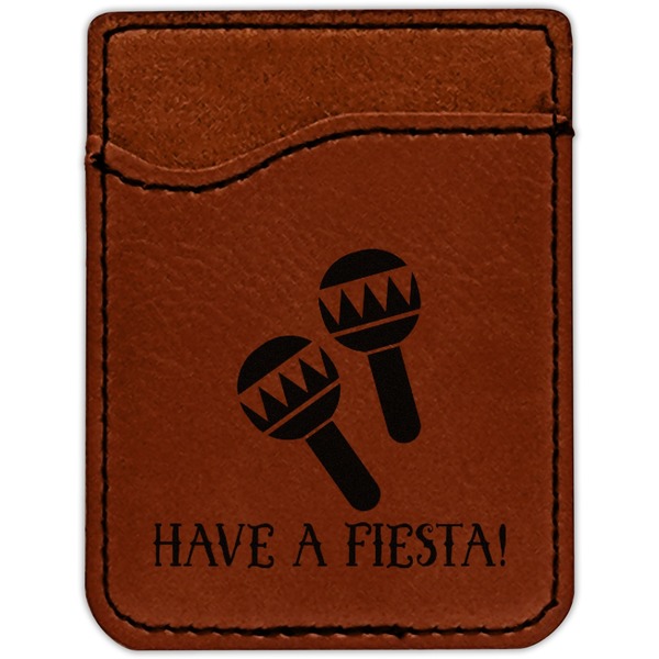 Fiesta - Cinco de Mayo Cognac Leatherette Phone Wallet close up