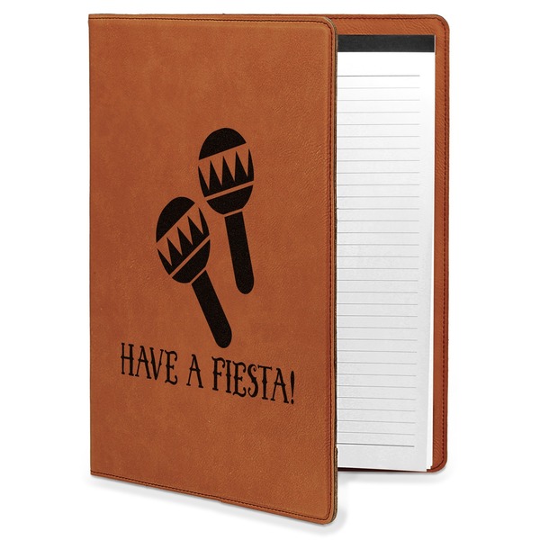 Custom Fiesta - Cinco de Mayo Leatherette Portfolio with Notepad - Large - Single Sided (Personalized)