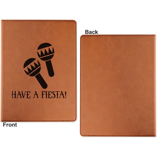 Fiesta - Cinco de Mayo Cognac Leatherette Portfolios with Notepad - Large - Single Sided - Apvl