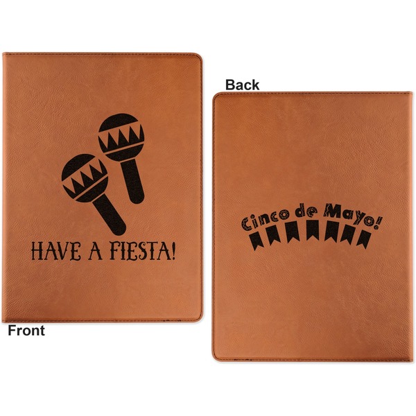Fiesta - Cinco de Mayo Cognac Leatherette Portfolios with Notepad - Small - Double Sided- Apvl