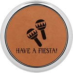 Fiesta - Cinco de Mayo Set of 4 Leatherette Round Coasters w/ Silver Edge (Personalized)
