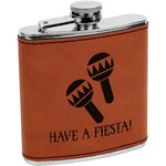 Fiesta - Cinco de Mayo Leatherette Wrapped Stainless Steel Flask (Personalized)