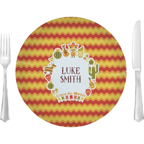 Custom Fiesta - Cinco de Mayo Glass Lunch / Dinner Plate 10" (Personalized)