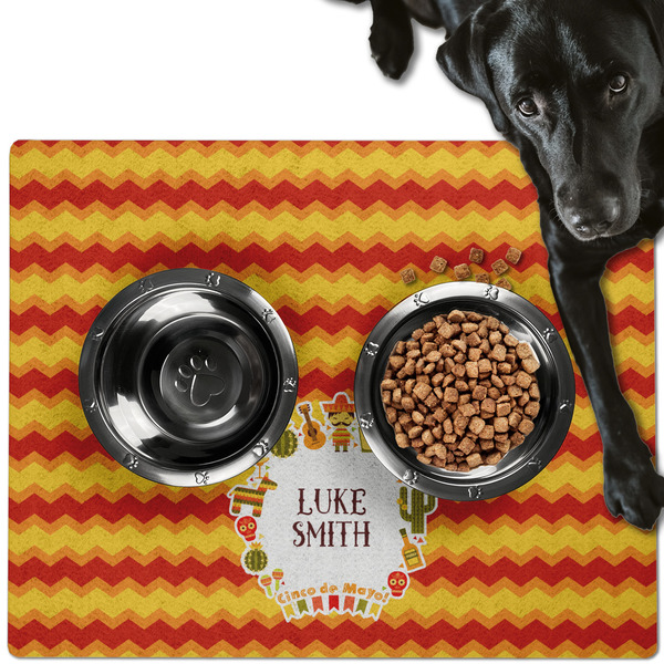 Custom Fiesta - Cinco de Mayo Dog Food Mat - Large w/ Name or Text