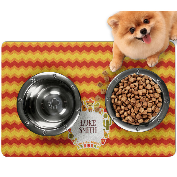 Custom Fiesta - Cinco de Mayo Dog Food Mat - Small w/ Name or Text