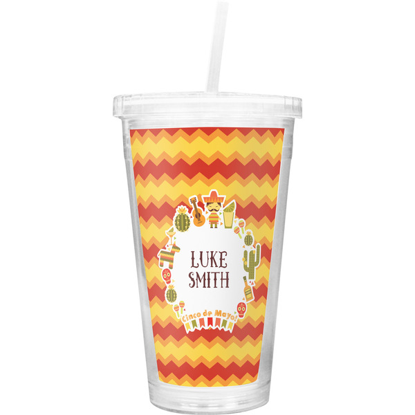 Custom Fiesta - Cinco de Mayo Double Wall Tumbler with Straw (Personalized)