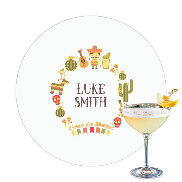 Custom Fiesta - Cinco de Mayo Printed Drink Topper - 3.25" (Personalized)