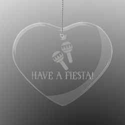 Fiesta - Cinco de Mayo Engraved Glass Ornament - Heart (Personalized)