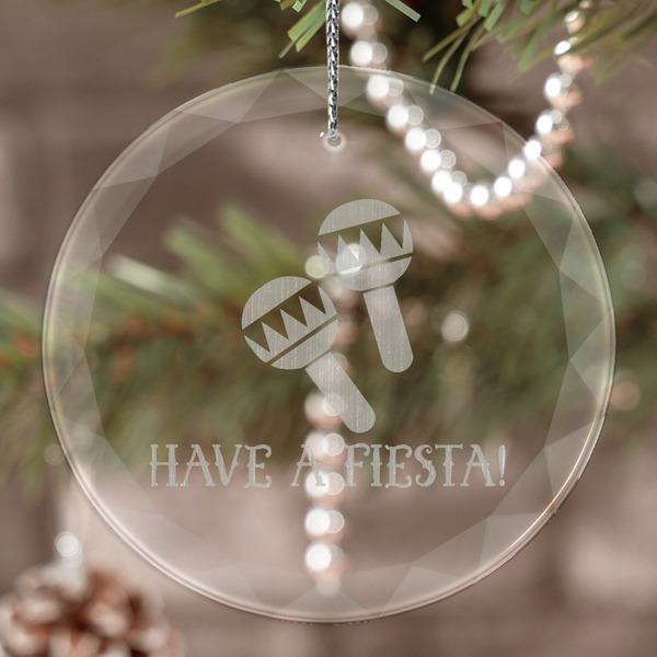 Custom Fiesta - Cinco de Mayo Engraved Glass Ornament (Personalized)
