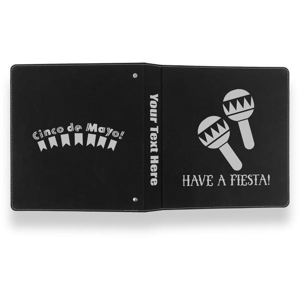 Fiesta - Cinco de Mayo Leather Binder - 1" - Black- Back Spine Front View