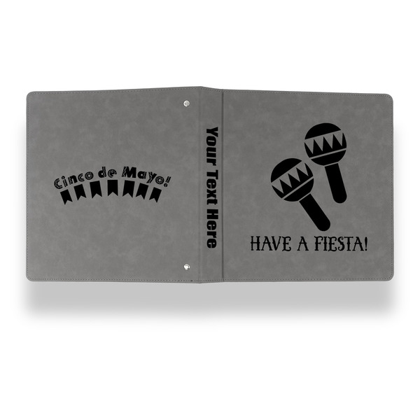 Fiesta - Cinco de Mayo Leather Binder - 1" - Grey - Back Spine Front View