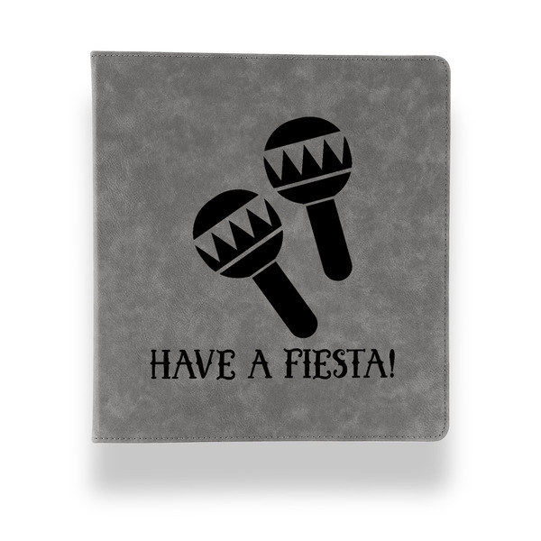 Fiesta - Cinco de Mayo Leather Binder - 1" - Grey - Front View