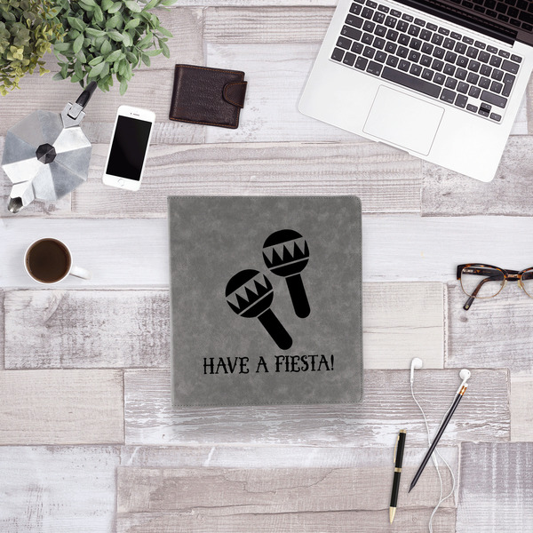 Fiesta - Cinco de Mayo Leather Binder - 1" - Grey - Lifestyle View