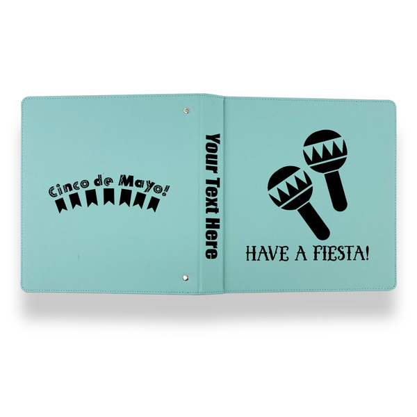 Fiesta - Cinco de Mayo Leather Binder - 1" - Teal - Back Spine Front View