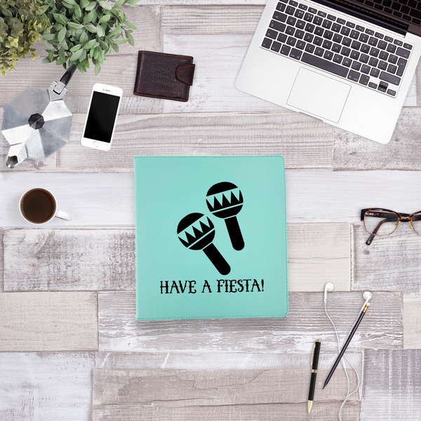 Fiesta - Cinco de Mayo Leather Binder - 1" - Teal - Lifestyle View