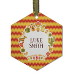 Fiesta - Cinco de Mayo Flat Glass Ornament - Hexagon w/ Name or Text