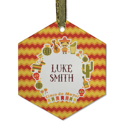 Fiesta - Cinco de Mayo Flat Glass Ornament - Hexagon w/ Name or Text