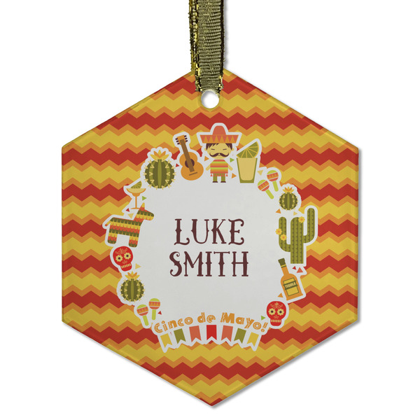 Custom Fiesta - Cinco de Mayo Flat Glass Ornament - Hexagon w/ Name or Text