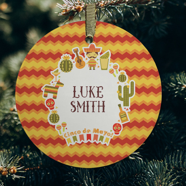 Fiesta - Cinco de Mayo Frosted Glass Ornament - Round (Lifestyle)