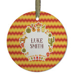 Fiesta - Cinco de Mayo Flat Glass Ornament - Round w/ Name or Text